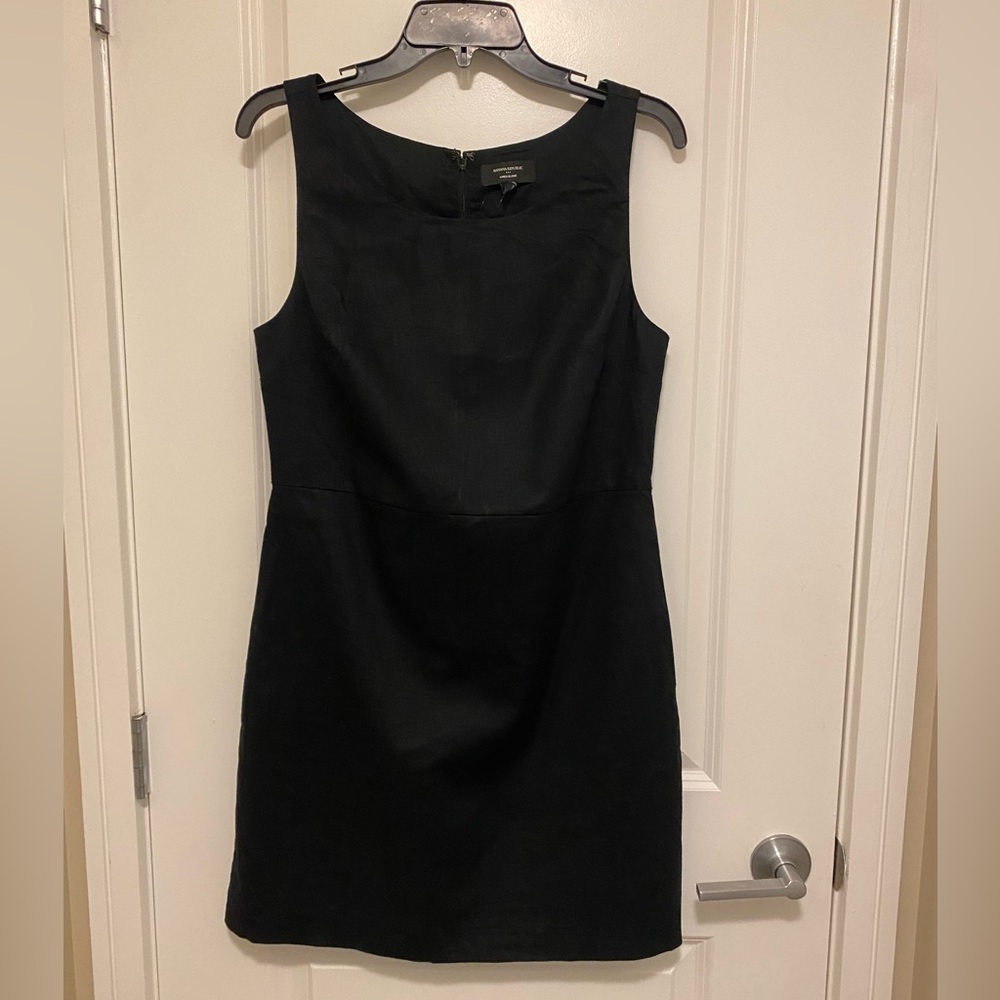 Banana Republic Black Linen-Blend Sheath Mini Dress